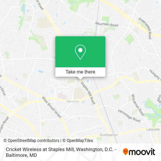 Cricket Wireless at Staples Mill map
