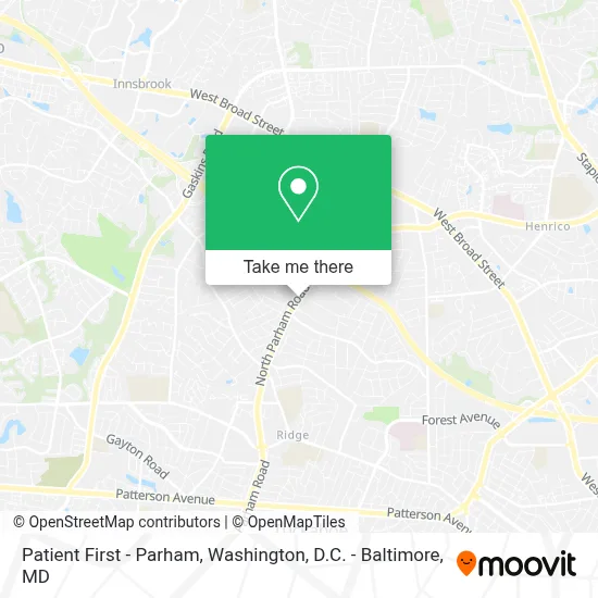 Patient First - Parham map