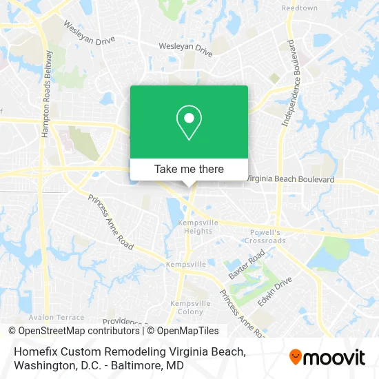 Homefix Custom Remodeling Virginia Beach map