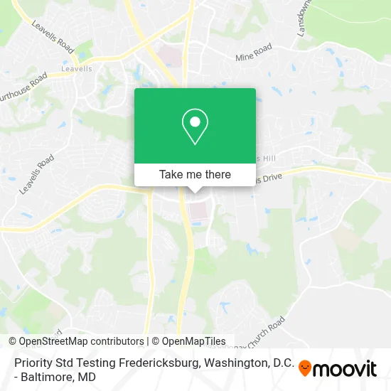 Priority Std Testing Fredericksburg map