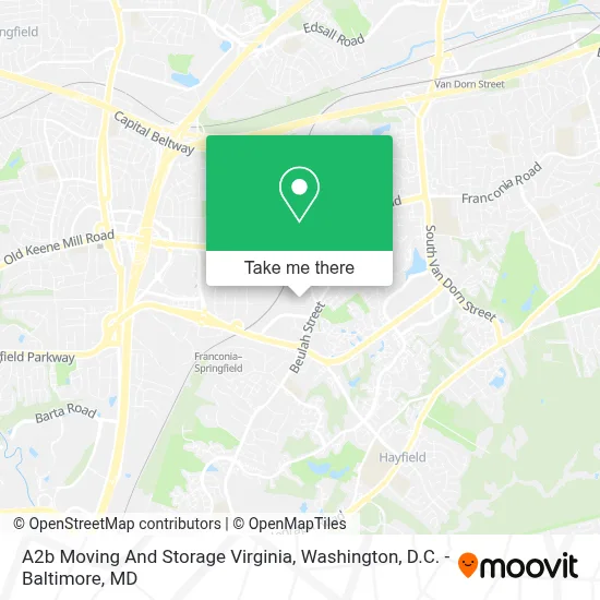 A2b Moving And Storage Virginia map