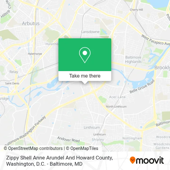 Zippy Shell Anne Arundel And Howard County map