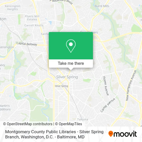 Montgomery County Public Libraries - Silver Spring Branch map