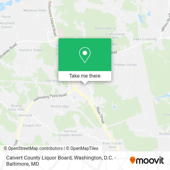Calvert County Liquor Board map