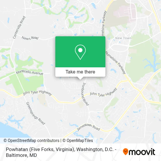 Powhatan (Five Forks, Virginia) map