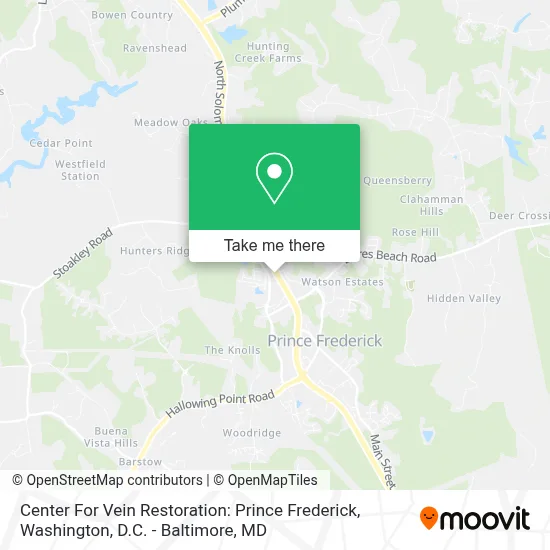 Center For Vein Restoration: Prince Frederick map