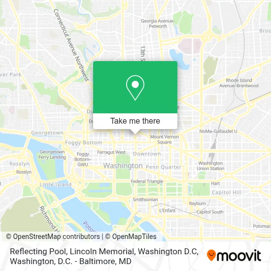Reflecting Pool, Lincoln Memorial, Washington D.C map