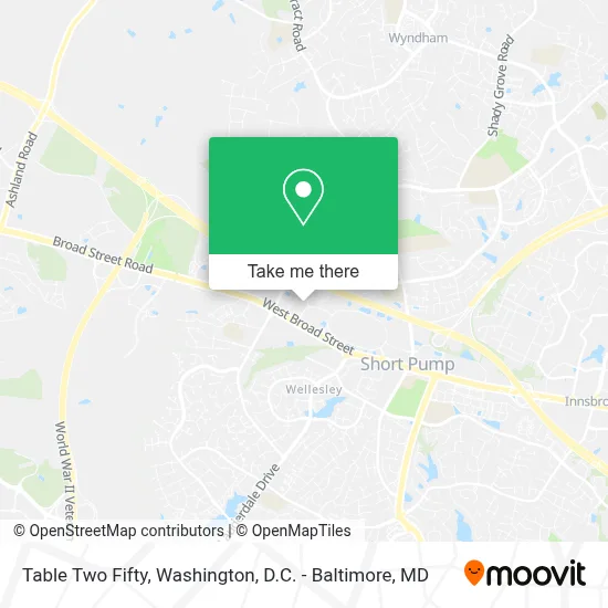 Table Two Fifty map