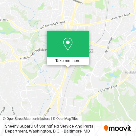 Sheehy Subaru Of Springfield Service And Parts Department map