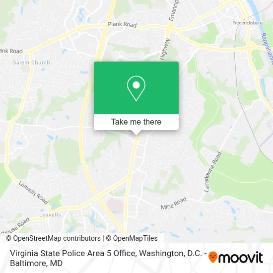 Virginia State Police Area 5 Office map