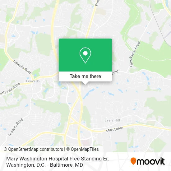 Mary Washington Hospital Free Standing Er map