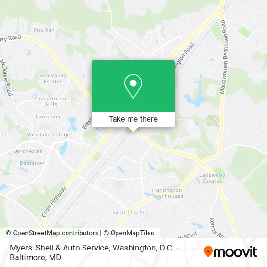 Myers' Shell & Auto Service map