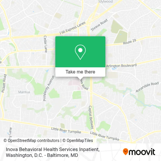 Inova Behavioral Health Services Inpatient map