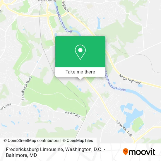 Fredericksburg Limousine map