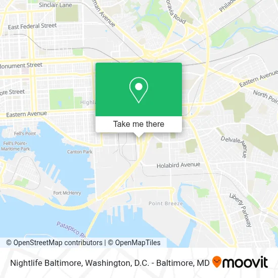 Nightlife Baltimore map