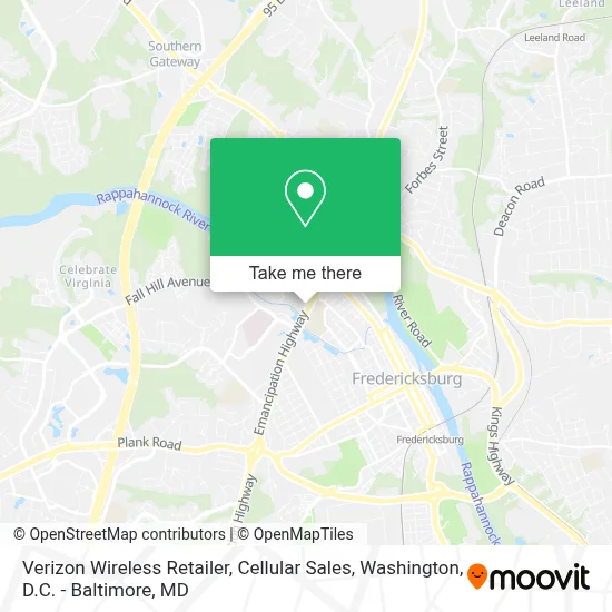 Verizon Wireless Retailer, Cellular Sales map