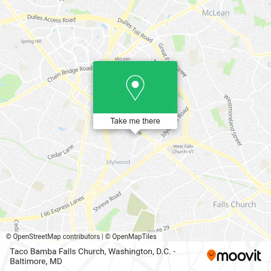 Taco Bamba Falls Church map