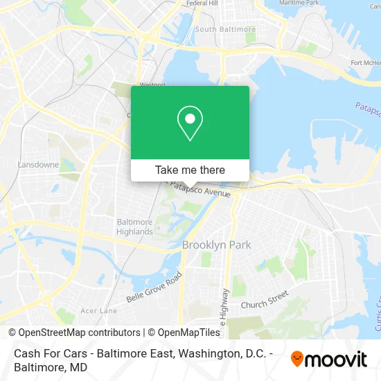 Cash For Cars - Baltimore East map