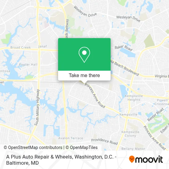A Plus Auto Repair & Wheels map