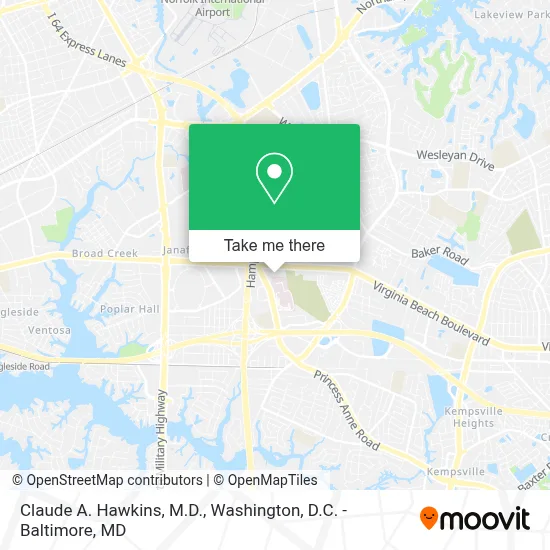 Claude A. Hawkins, M.D. map