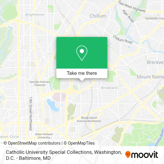 Catholic University Special Collections map