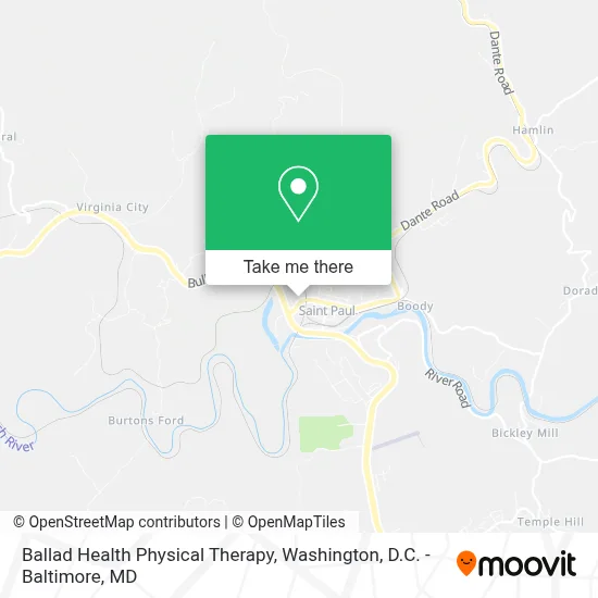 Ballad Health Physical Therapy map