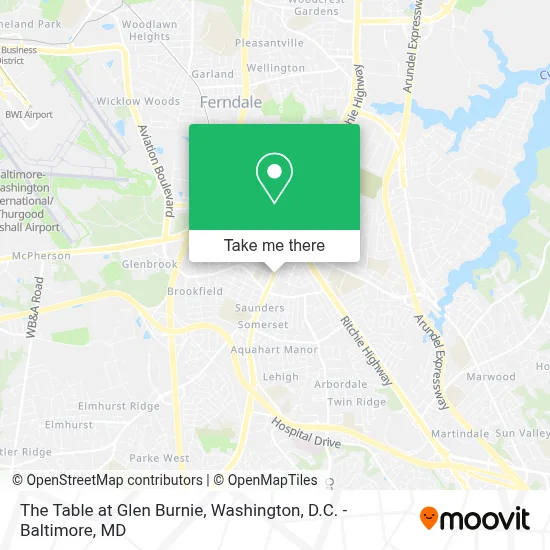 The Table at Glen Burnie map