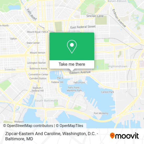 Zipcar-Eastern And Caroline map