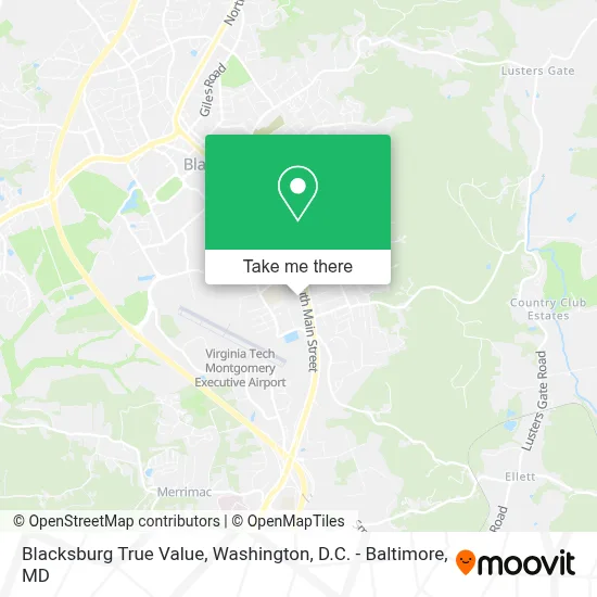 Blacksburg True Value map