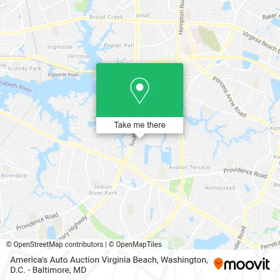 America's Auto Auction Virginia Beach map