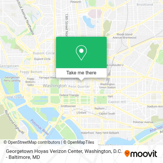 Georgetown Hoyas Verizon Center map
