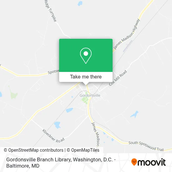 Gordonsville Branch Library map