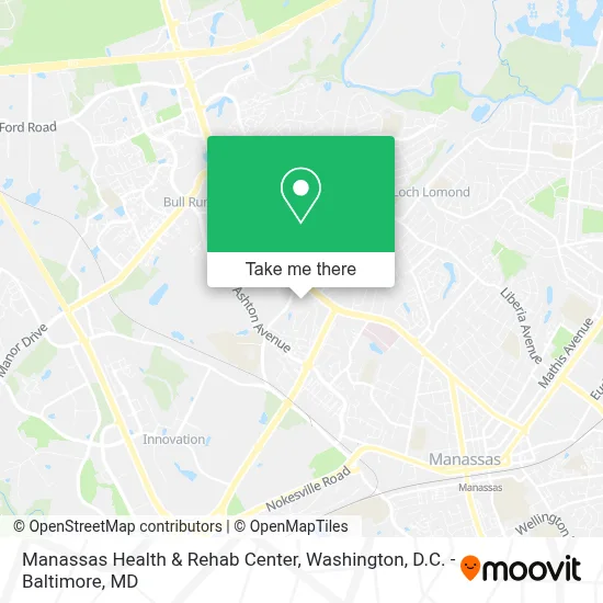Manassas Health & Rehab Center map