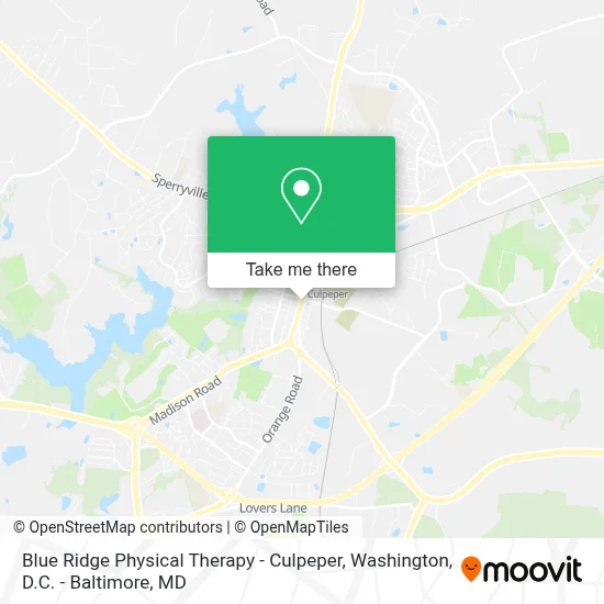 Blue Ridge Physical Therapy - Culpeper map