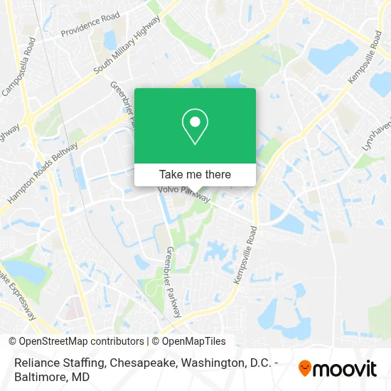 Reliance Staffing, Chesapeake map