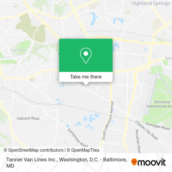 Tanner Van Lines Inc. map