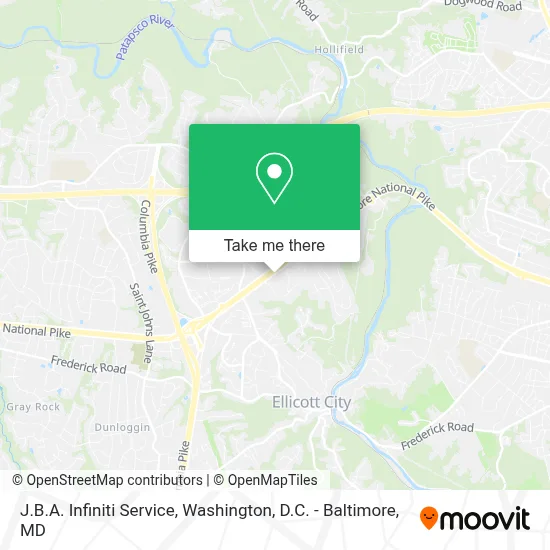 J.B.A. Infiniti Service map