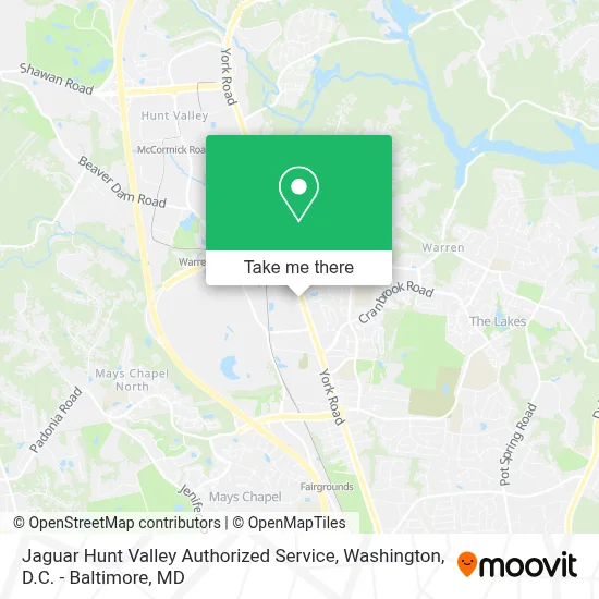 Jaguar Hunt Valley Authorized Service map