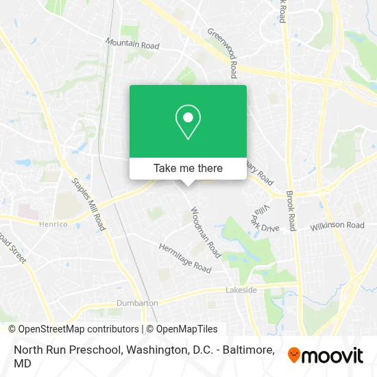 North Run Preschool map