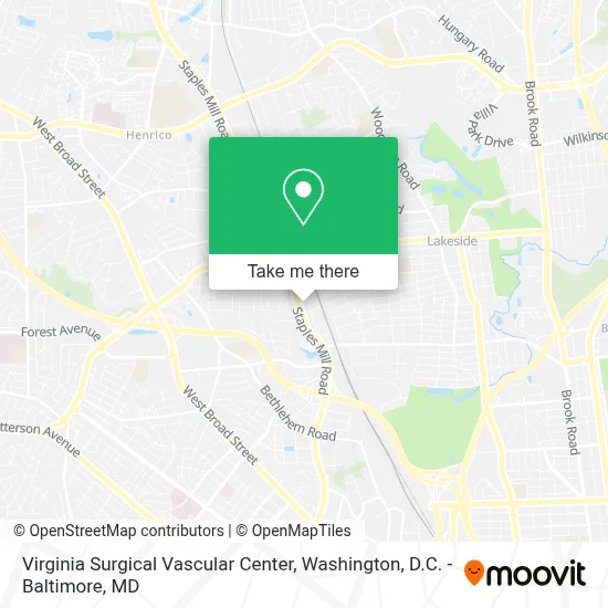 Virginia Surgical Vascular Center map