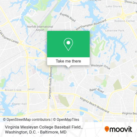 Virginia Wesleyan College Baseball Field. map