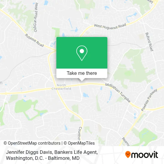 Jennifer Diggs Davis, Bankers Life Agent map