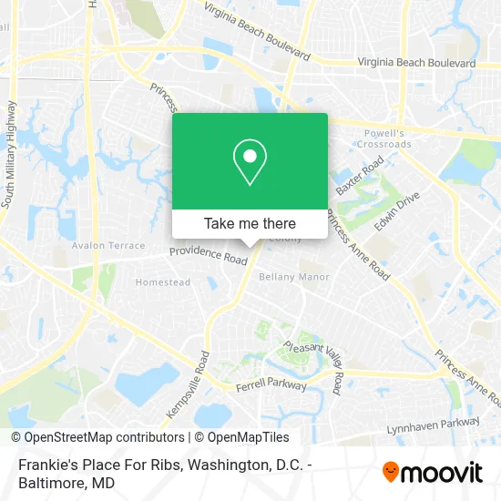 Frankie's Place For Ribs map