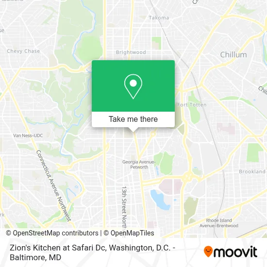 Zion's Kitchen at Safari Dc map