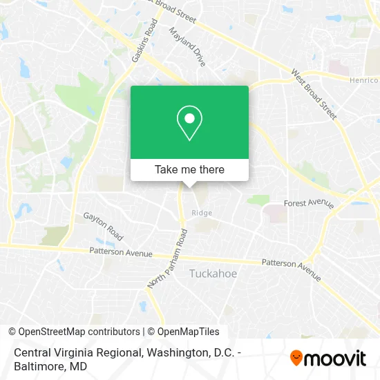 Central Virginia Regional map
