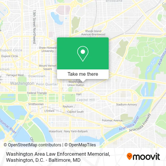 Washington Area Law Enforcement Memorial map