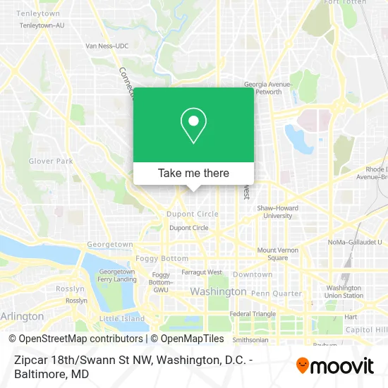Zipcar 18th/Swann St NW map