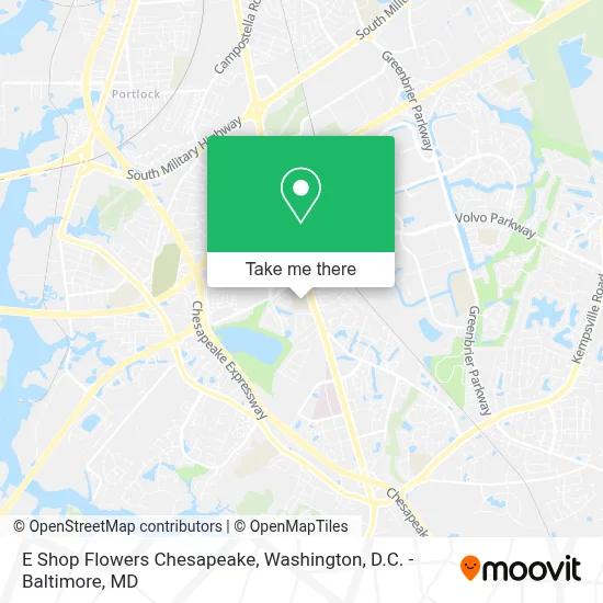 E Shop Flowers Chesapeake map