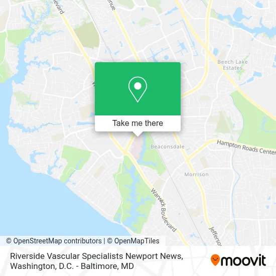 Riverside Vascular Specialists Newport News map