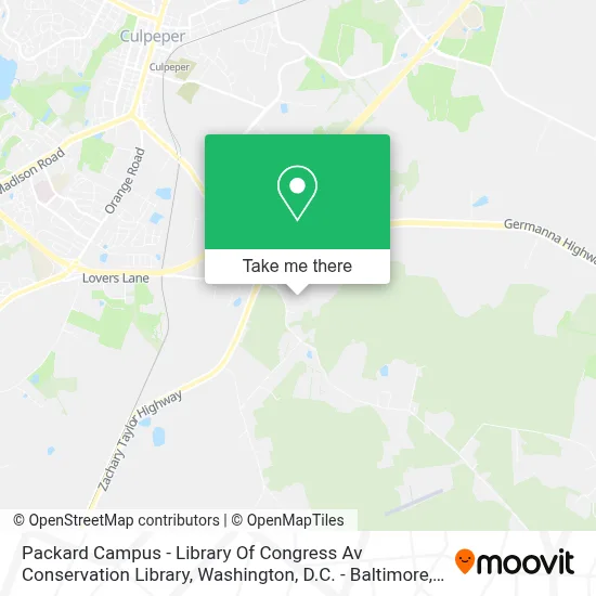 Packard Campus - Library Of Congress Av Conservation Library map